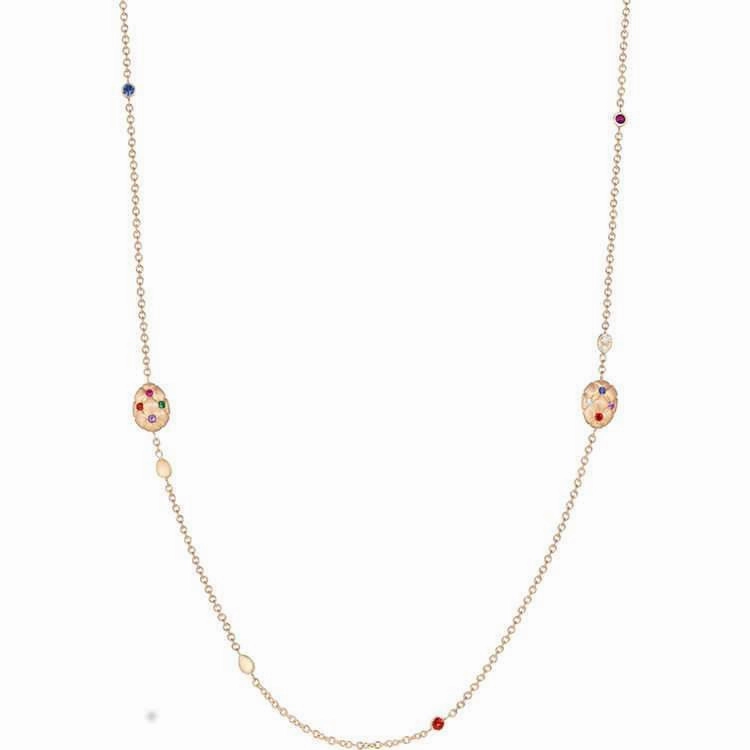 Faberge Treillage 18ct Rose Gold Multi-Coloured Matt Necklet D