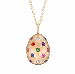 Faberge Treillage 18ct Rose Gold Multi-Coloured Matt Pendant