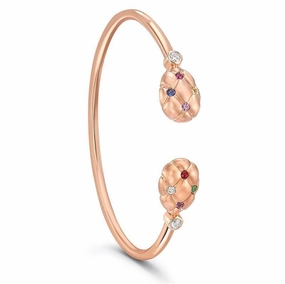 Faberge Treillage 18ct Rose Gold Multi-Coloured Open Set Bangle