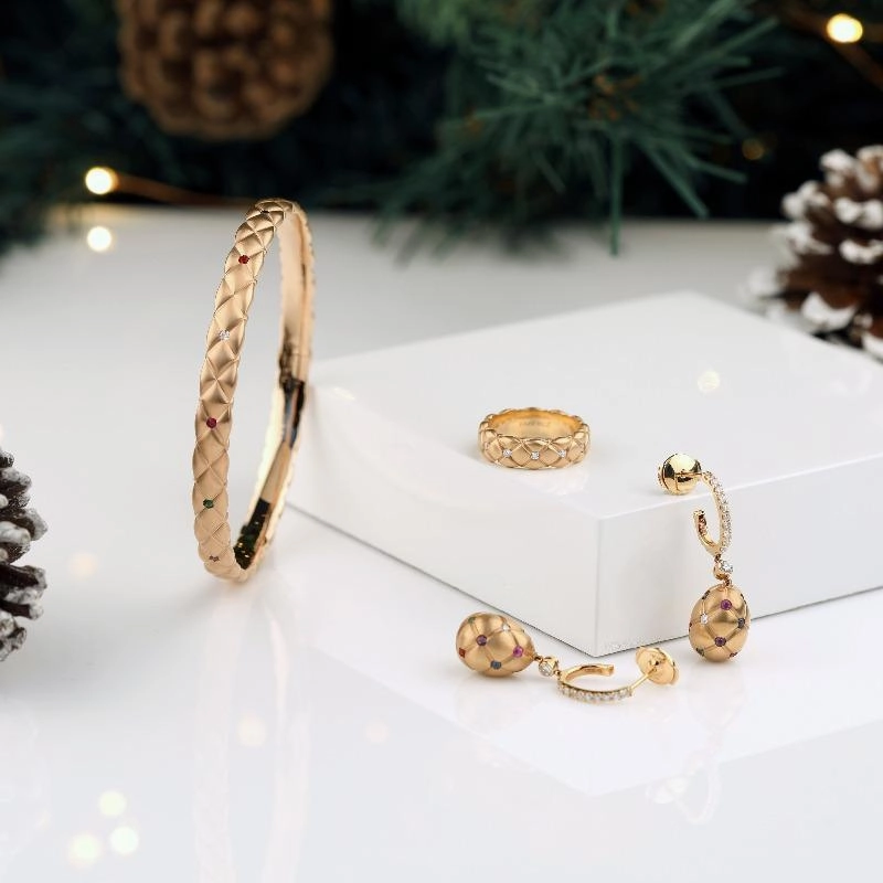 Faberge Treillage 18ct Rose Gold Multicoloured Bangle
