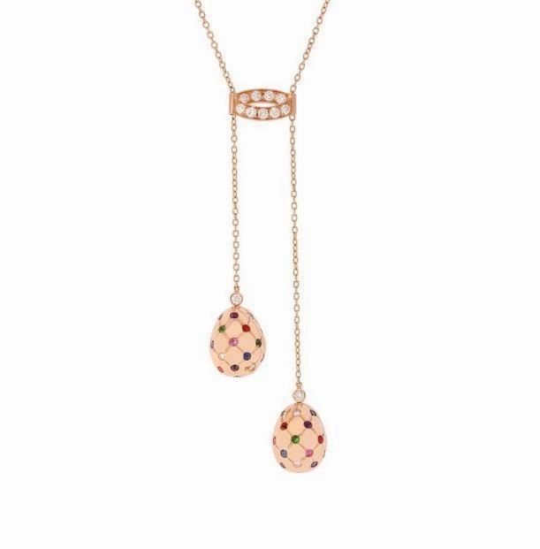 Faberge Treillage Rose Gold Multi-Coloured Matt Necklace