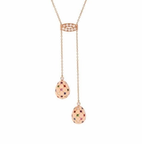 Faberge Treillage Rose Gold Multi-Coloured Matt Necklace