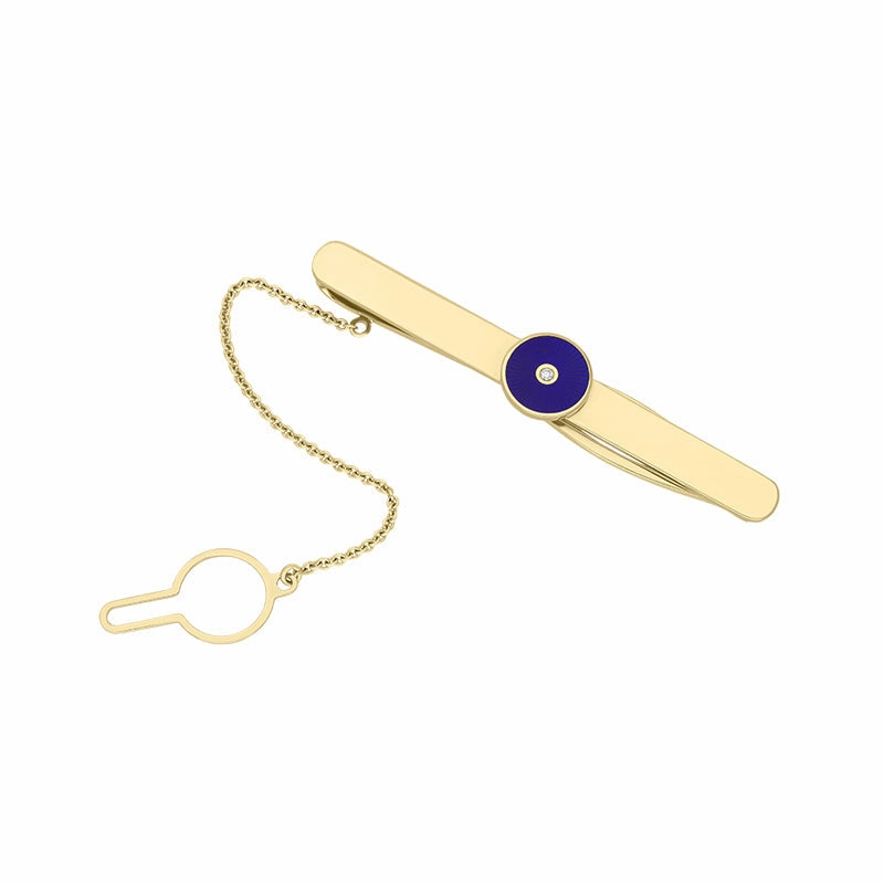 Faberge Victor Mayer 18ct Yellow Gold Blue Enamel Tie Pin