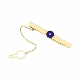 Faberge Victor Mayer 18ct Yellow Gold Blue Enamel Tie Pin