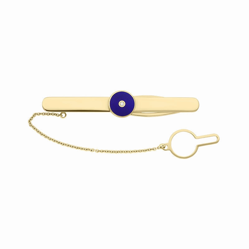 Faberge Victor Mayer 18ct Yellow Gold Blue Enamel Tie Pin