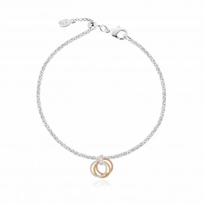 Florence Loop Bracelet Silver Rose Gold And Gold 19cm Adjustable Bracelet 4446