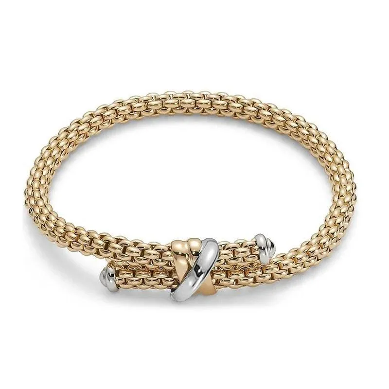 Fope Flex'it Solo 18ct Yellow Gold Crossover Bracelet