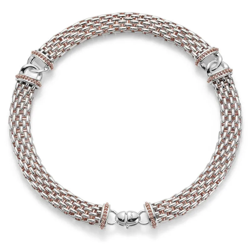 Fope Silverfope Naos Sterling Silver Rose Gold Vermeil Rope Necklace