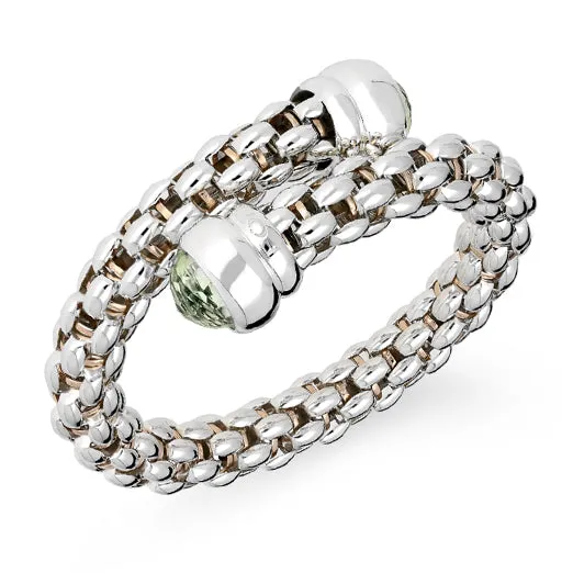 Fope Silverfope Sterling Silver Prasiolite Cross Over Bangle