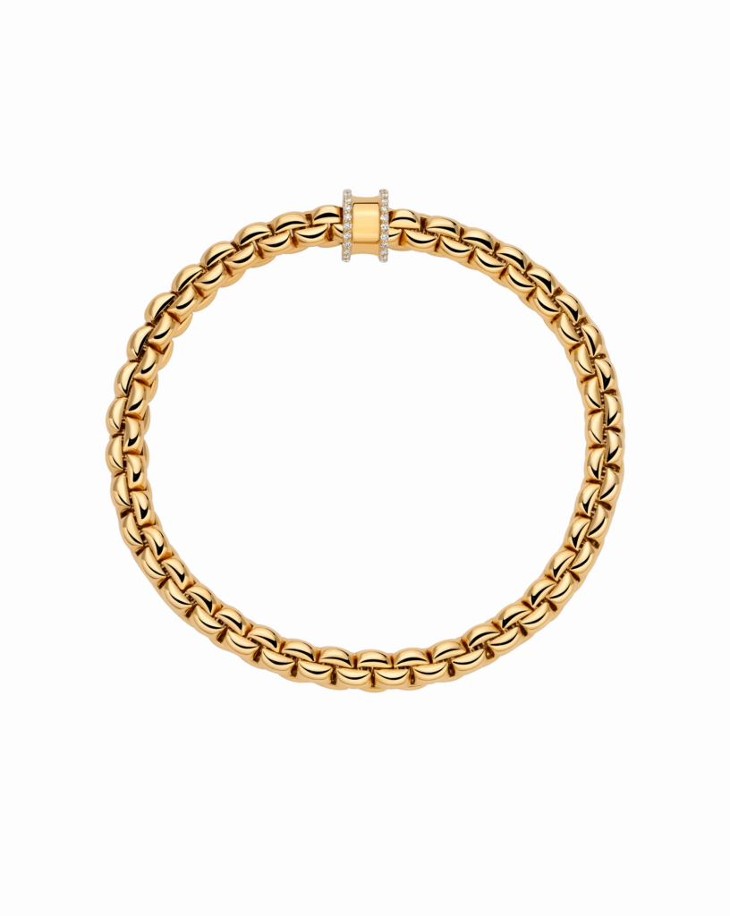 Fope 18ct Yellow Gold 0.17ct Diamond Pav Flex'it Bracelet