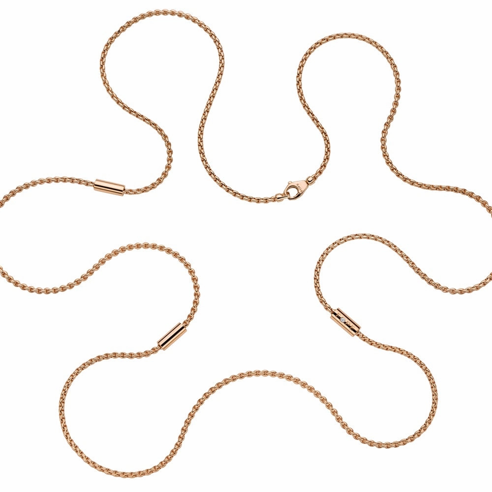 Fope Aria 18ct Rose Gold 0.02ct Diamond Long Necklace