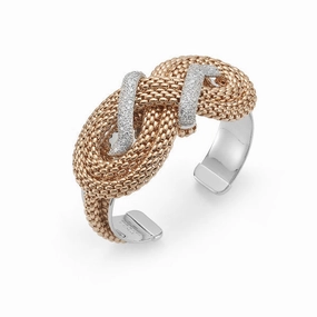 Fope Circle 18ct Rose and White Gold 2.19ct Diamond Knot Bangle