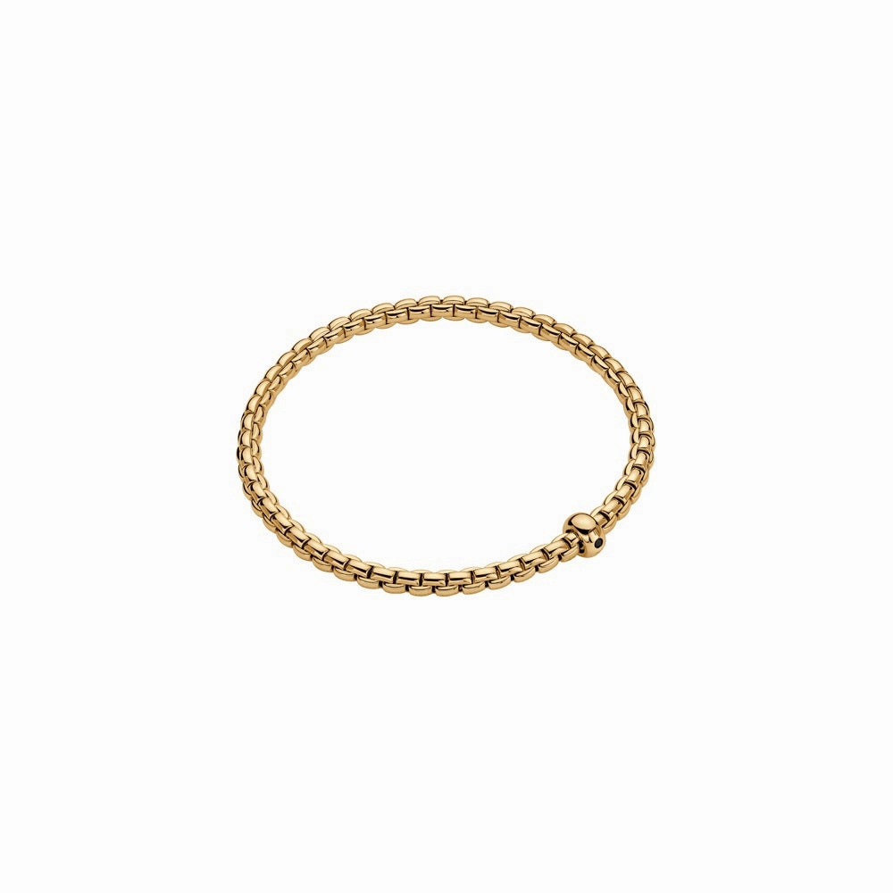 Fope Eka 18ct Yellow Gold 0.01ct Black Diamond Flexible Bracelet