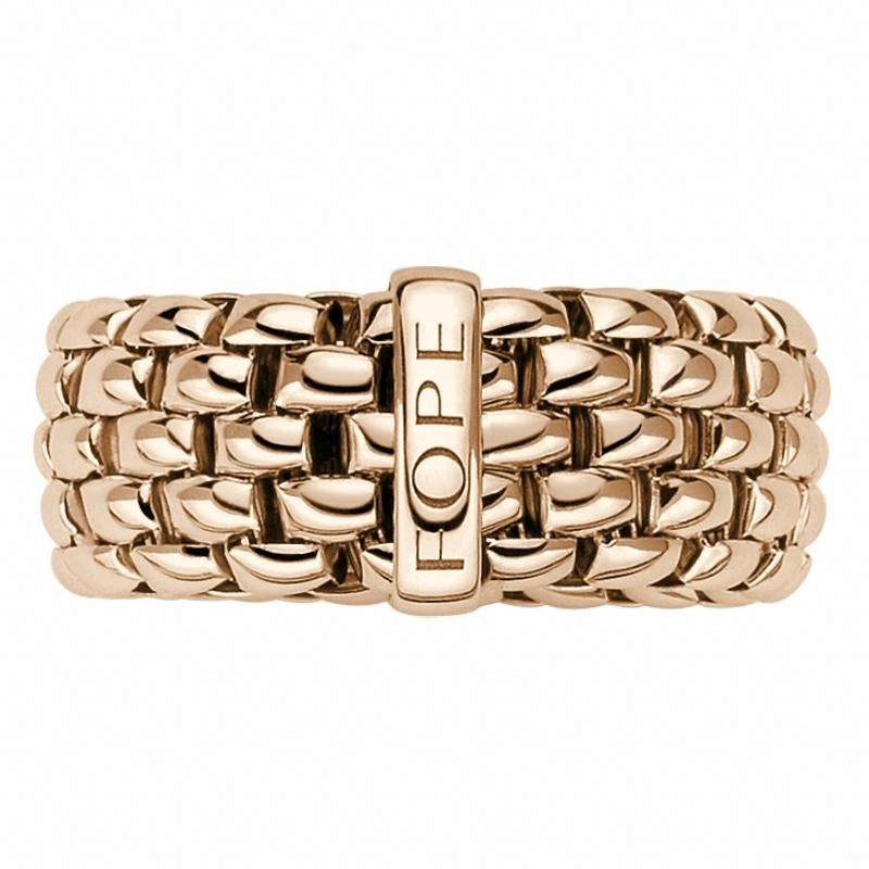 Fope Flex'it Essentials 18ct Rose Gold Wide Ring