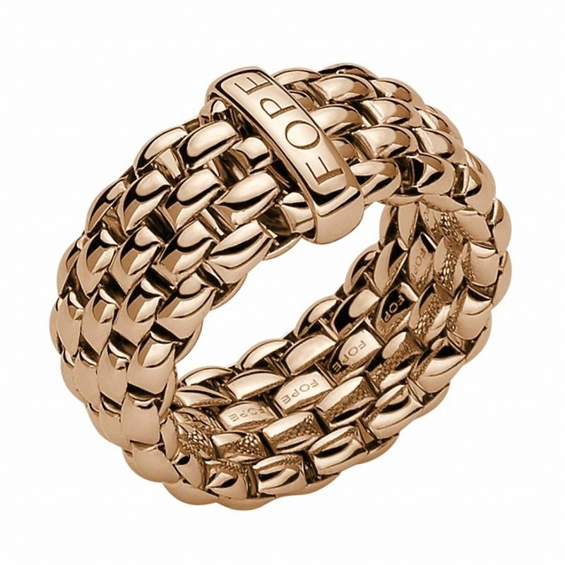 Fope Flex'it Essentials 18ct Rose Gold Wide Ring