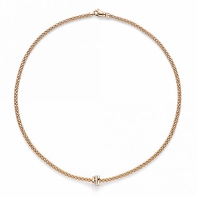 Fope Flex'It Prima 18ct Rose Gold Diamond 43cm Necklace