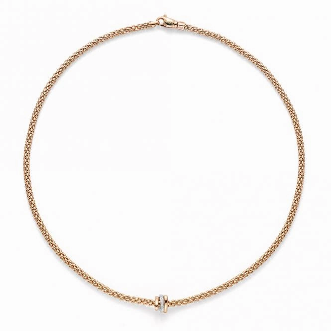 Fope Flex'It Prima 18ct Rose Gold Diamond 43cm Necklace