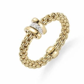 Fope Flex'it Prima 18ct Yellow Gold 0.10ct Diamond Ring