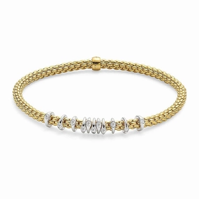Fope Flex'it Prima 18ct Yellow Gold 0.15ct Diamond Bracelet