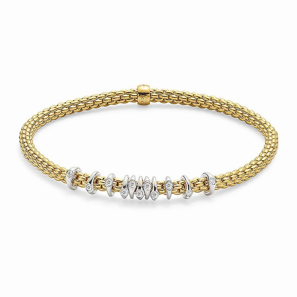 Fope Flex'it Prima 18ct Yellow Gold 0.15ct Diamond Bracelet