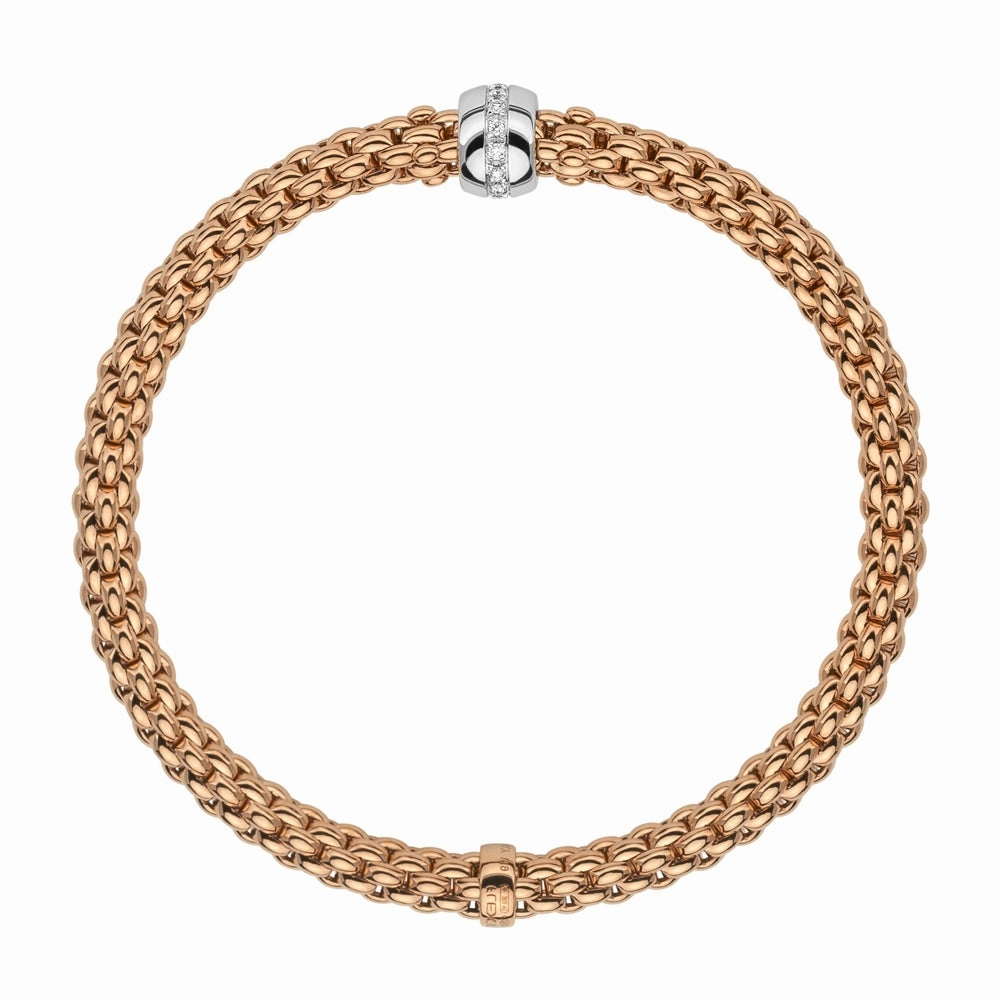 Fope Flex'it Solo 18ct Rose Gold 0.10ct Diamond Bracelet