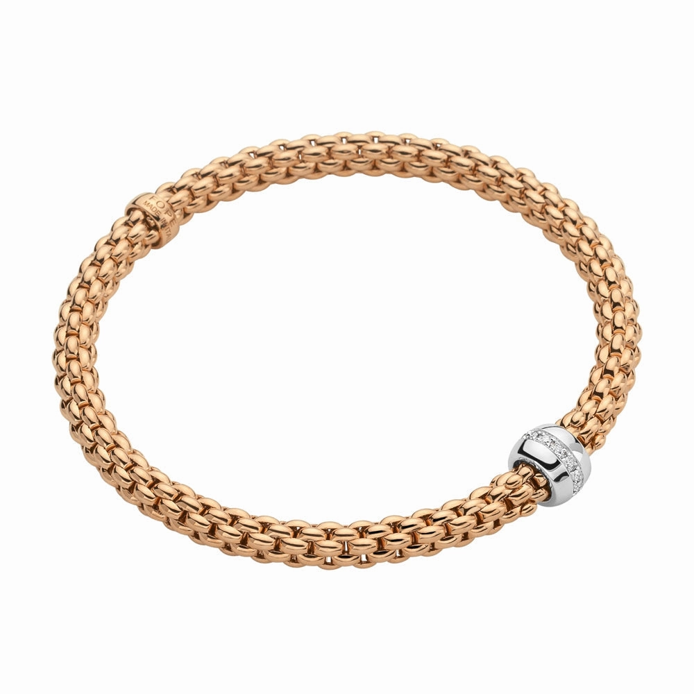 Fope Flex'it Solo 18ct Rose Gold 0.10ct Diamond Bracelet