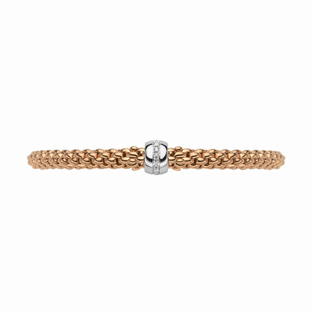 Fope Flex'it Solo 18ct Rose Gold 0.10ct Diamond Bracelet