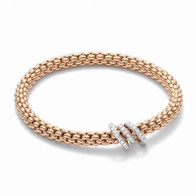 Fope Flex'it Solo 18ct Rose Gold 0.26ct Diamond Bracelet