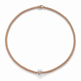 Fope Flex'It Solo 18ct Rose Gold Diamond Necklace