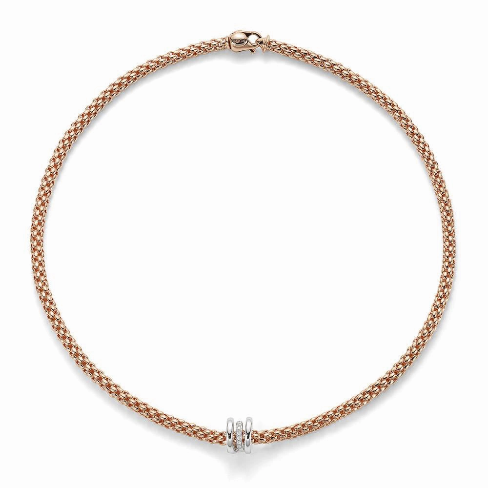 Fope Flex'It Solo 18ct Rose Gold Diamond Necklace