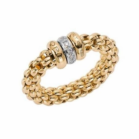 Fope Flex'it Solo 18ct Yellow Gold 0.10ct Diamond Ring