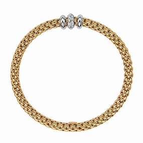 Fope Flex'it Solo 18ct Yellow Gold 0.17ct Diamond Bracelet D