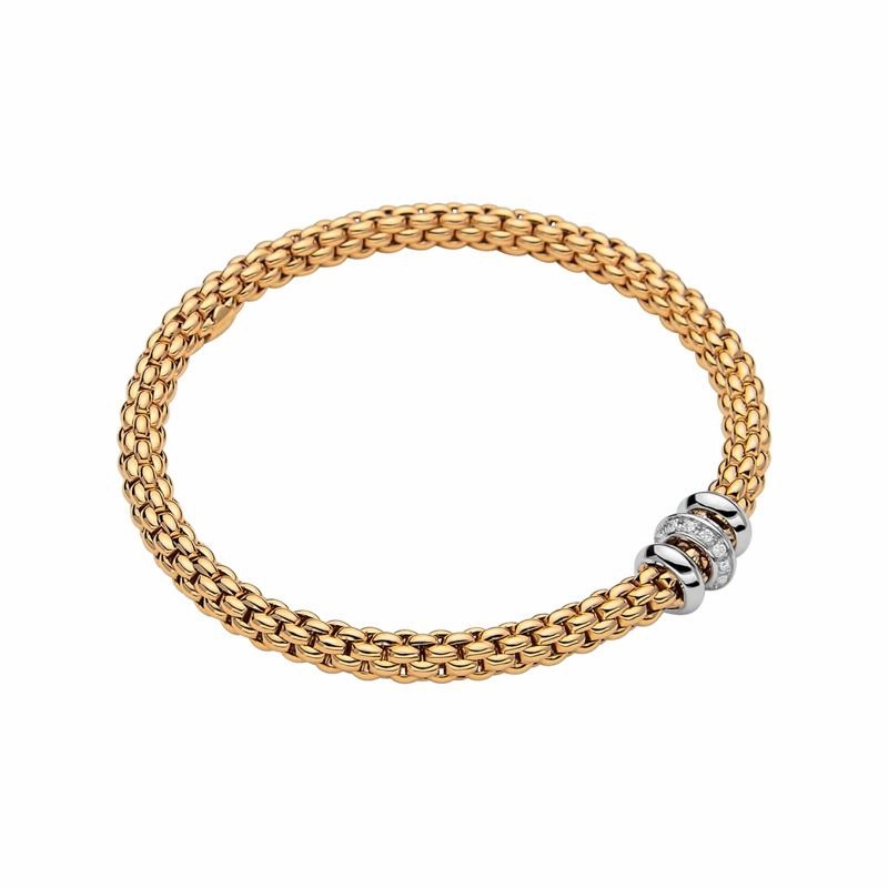 Fope Flex'it Solo 18ct Yellow Gold 0.17ct Diamond Bracelet D