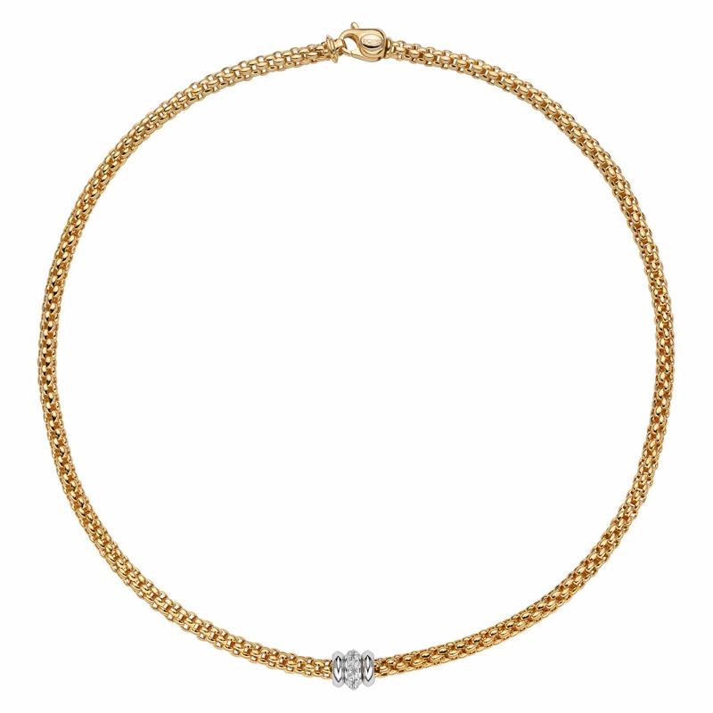 Fope Flex'it Solo 18ct Yellow Gold 0.17ct Diamond Necklace D