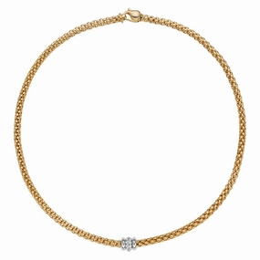 Fope Flex'it Solo 18ct Yellow Gold 0.17ct Diamond Necklace D