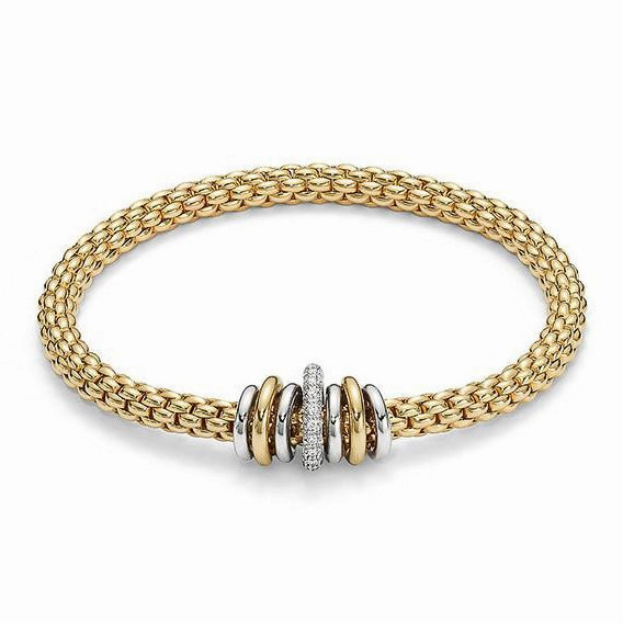 Fope Flex'It Solo 18ct Yellow Gold 0.41ct Diamond Bracelet