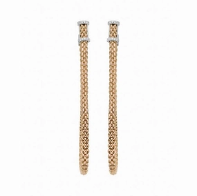 Fope Flexit Essentials 18ct Rose Gold Diamond Long Mesh Chain Earrings