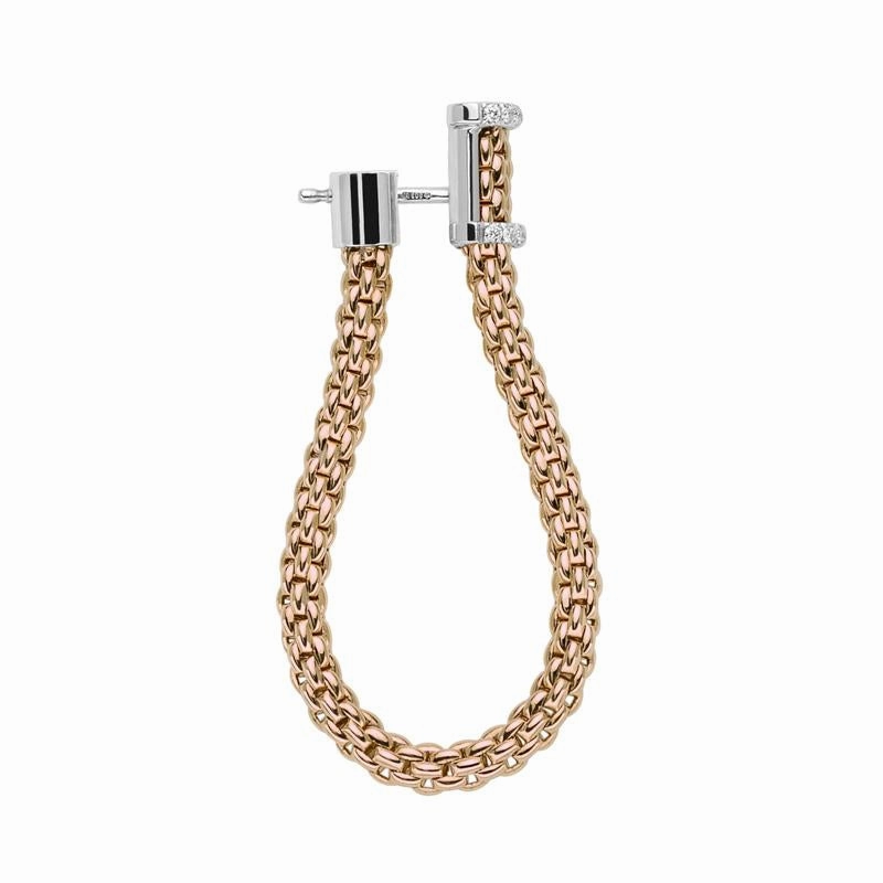 Fope Flexit Essentials 18ct Rose Gold Diamond Medium Mesh Chain Earrings