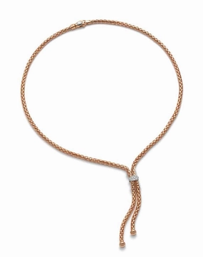 Fope Ines 18ct Rose Gold 0.11ct Diamond Lariat Necklace