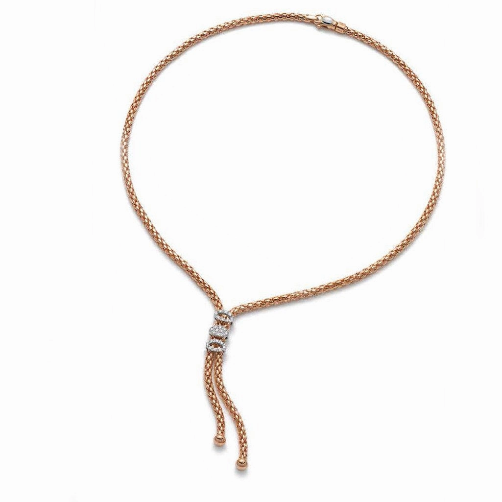 Fope Ines 18ct Rose Gold 0.29ct Diamond Lariat Necklace
