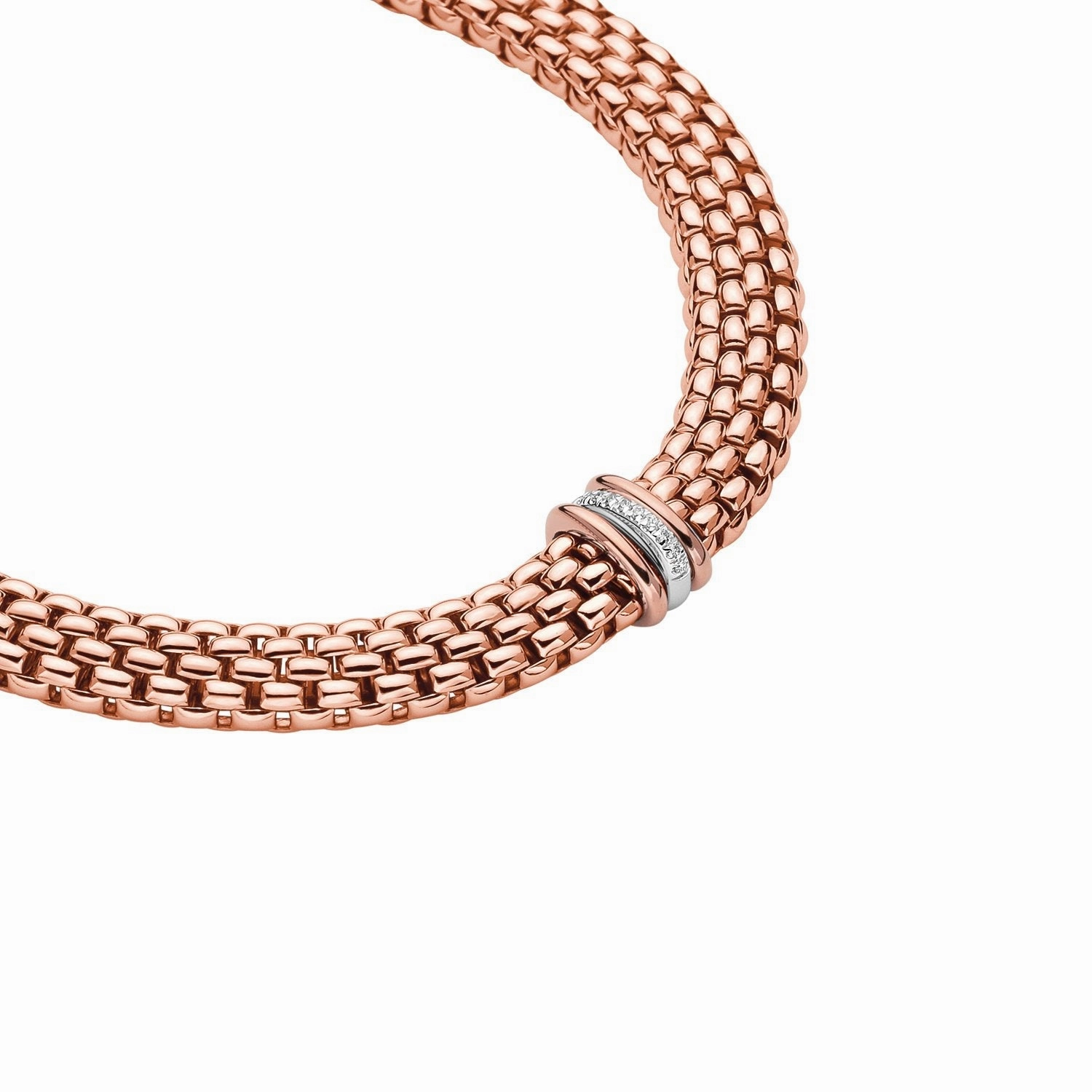 Fope Panorama 18ct Rose Gold 0.08ct Diamond Rondelle Necklace