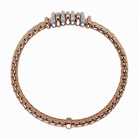 Fope Panorama 18ct Rose Gold 0.30ct Diamond Mixed Rondelle Bracelet
