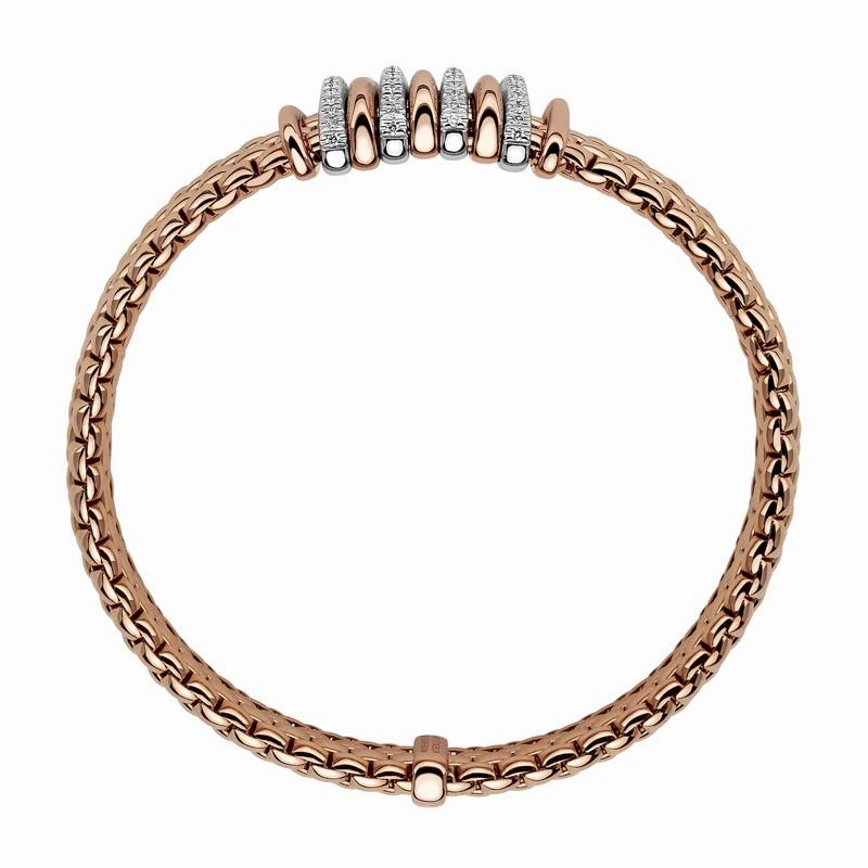 Fope Panorama 18ct Rose Gold 0.30ct Diamond Mixed Rondelle Bracelet