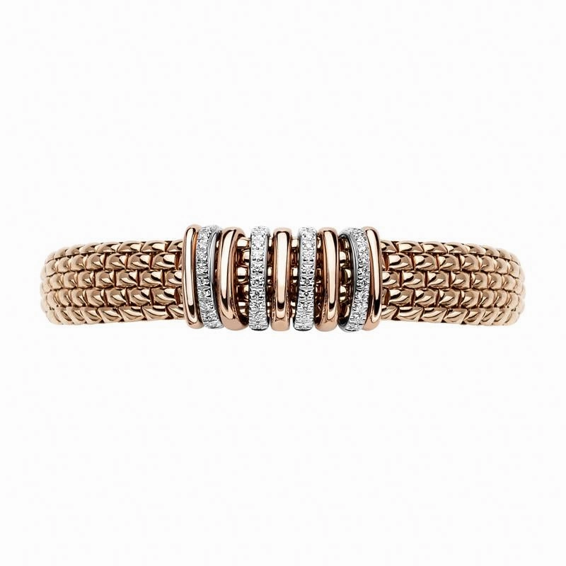 Fope Panorama 18ct Rose Gold 0.30ct Diamond Mixed Rondelle Bracelet