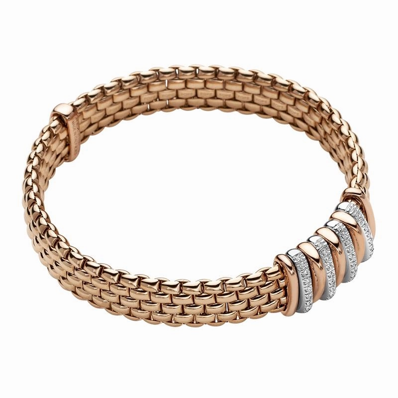 Fope Panorama 18ct Rose Gold 0.30ct Diamond Mixed Rondelle Bracelet