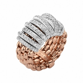 Fope Panorama 18ct Rose Gold 0.68ct Diamond White Gold Rondelle Ring