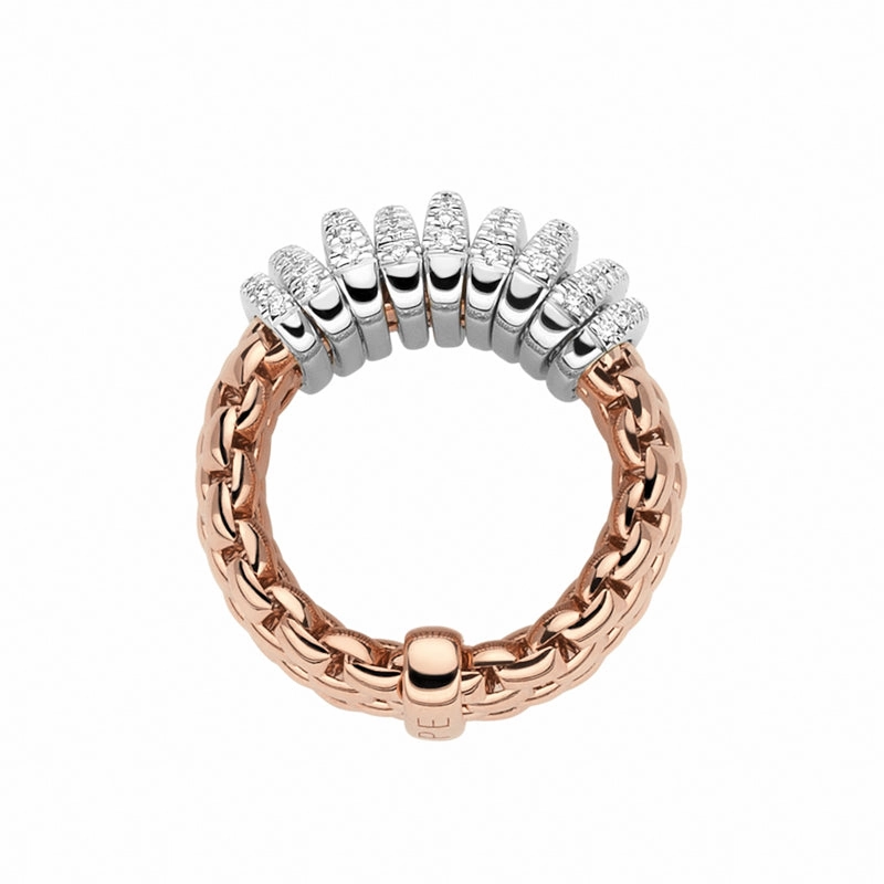 Fope Panorama 18ct Rose Gold 0.68ct Diamond White Gold Rondelle Ring