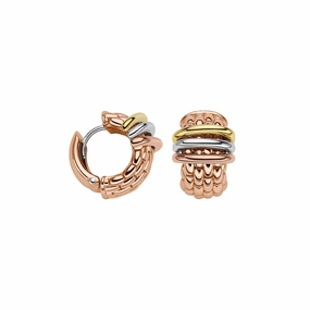 Fope Panorama 18ct Rose Gold Mixed Rondelle Small Hoop Earrings