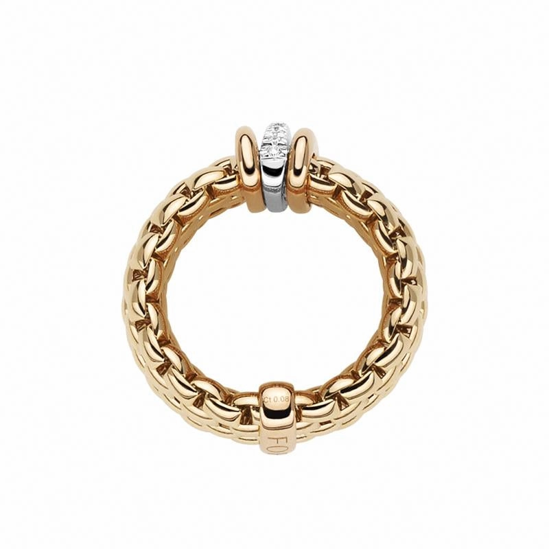 Fope Panorama 18ct Yellow Gold 0.08ct Diamond Rondelle Ring