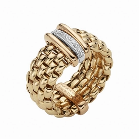 Fope Panorama 18ct Yellow Gold 0.08ct Diamond Rondelle Ring